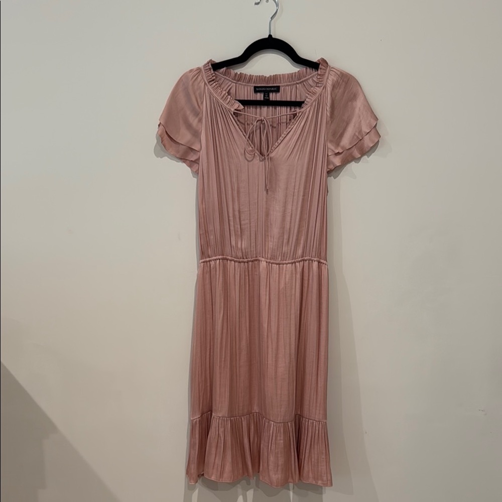 Banana Republic Pink Satin Dress Size 12 Tall